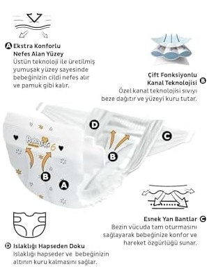 Protection Bebek Bezi 6 Numara X-Large (15+ Kg) 128 Adet – Ekstra Set, Maksimum Koruma
