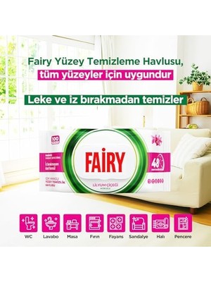Çok Amaçlı Yüzey Temizlik Havlusu 100 Yaprak | Lilyum Çiçeği | Beyaz Sirke & Karbonat | 48 Saat Temizlik Etkili | Iz Bırakmayan Formül