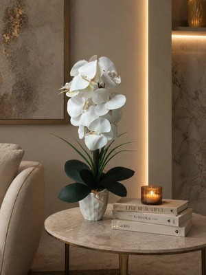 Cennet Home 15 Kandilli Beyaz Orkide – Pure Elegance Lüks Aranjman”