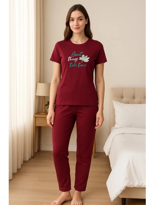 LXL Kadın Kısa Kollu Pijama Takımı Ikili Takım
