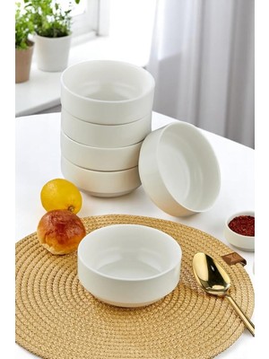 6'lı 12 cm Porselen Kase Seti - Çorba, Meze, Sufle, Salata, Tatlı, Kahvaltılık Sunum Kasesi