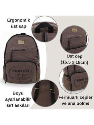 Old 7054 New Dokato Okul 15.6'' Laptop Notebook Seyahat Sırt Pamuk Kanvas Çanta