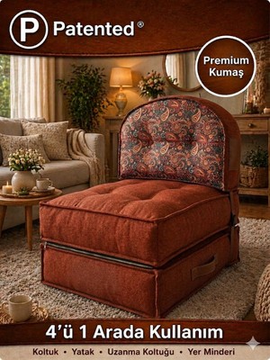 Pufymax Comfy Plus Oval Yeni Nesil Bohem Tekli Koltuk,yataklı Katlanır Berjer,yer Yatağı, Modüler Yapı 75X75|90 cm