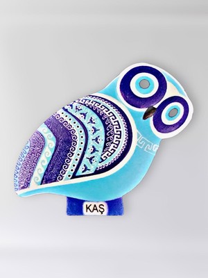Mundy Kaş Temalı Polyester Kabartmalı Nazar Baykuş Magnet 5,5 x 9 cm  Dekoratif Hediyelik Buzdolabı Süsü  (KOD:1140)