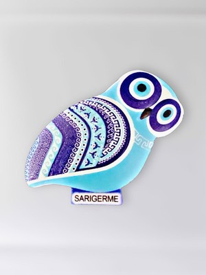 Mundy Sarıgerme Temalı Polyester Kabartmalı Nazar Baykuş Magnet 5,5 x 9 cm  Dekoratif Hediyelik Buzdolabı Süsü  (KOD:1142)