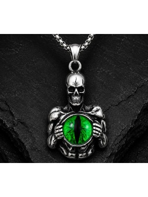 Voyage Accessory Paslanmaz Çelik Gothic Tasarım Kurukafa Kolye