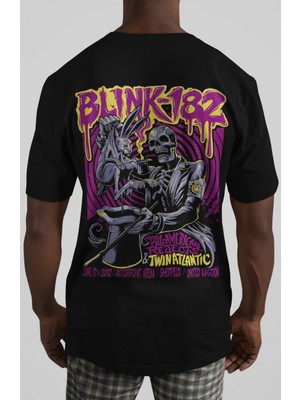 Sevbano BLINK-182 Rock Metal Müzik Grubu Sırt Baskılı Unisex Oversize Tişört