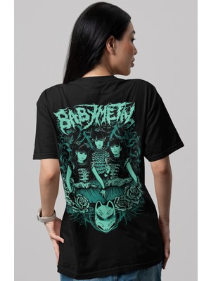 Sevbano Babymetal Rock Metal Müzik Grubu Sırt Baskılı Unisex Oversize Tişört