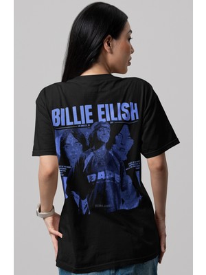 Sevbano Billie Eilish Şarkıcı Sırt Baskılı Unisex Oversize Tişört