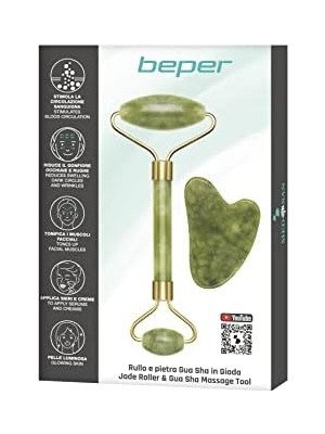 Beper C301ABE101 Gua Sha Taşında Jade Roller & Gua Sha Masaj Aleti, Yüz ve Vücut Masaj, Rahatlatıcı, Modelleme ve Yaşlanma