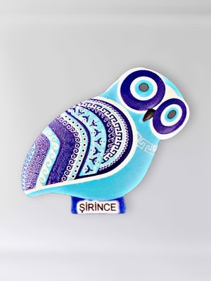 Mundy Şirince Temalı Polyester Kabartmalı Nazar Baykuş Magnet 5,5 x 9 cm  Dekoratif Hediyelik Buzdolabı Süsü  (KOD:1148)