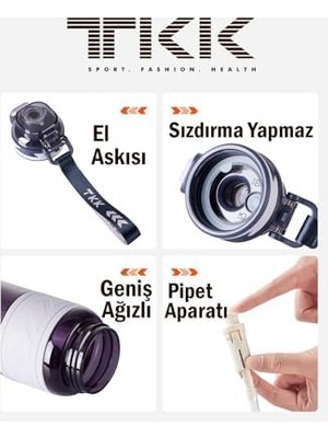 Tkk 600 ml Çift Kullanım Pipetli/rahat Içim Bpa Içermeyen Tritan Su Matarası TKK600ML1019