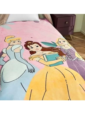 Taç Princesses Fun And Çizgi Film Karakteri Pamuk-Polyester Karışım Battaniye, Pembe, Mavi, Mor, Sarı, Tek Kişilik