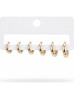 Serelya Pirinç Gold Renk Oval Küpe Seti