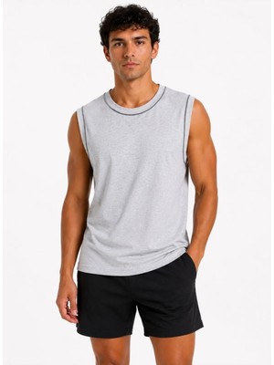Sivon Wear Erkek Kontrast Biyeli Kolsuz Atlet Bisiklet Yaka Yazlık Basic Atlet