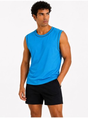 Sivon Wear Erkek Kontrast Biyeli Kolsuz Atlet Bisiklet Yaka Yazlık Basic Atlet