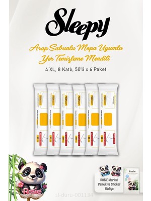 6'lı Arap Sabunu Katkılı Mopa Uyumlu 4 Xlarge Yer Temizlik Havlusu 50 Yaprak ve Rosıe Pamuk