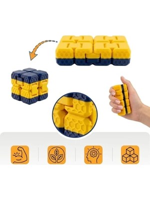 Die Grup Dayanıklı Fidget Cube, Sarı ve Lacivert Renk Seçenekleri ile Stres Azaltıcı