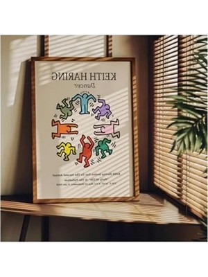 Die Grup Keith Haring Temalı Modern Dekoratif Poster, 50 x 70 cm Ölçü