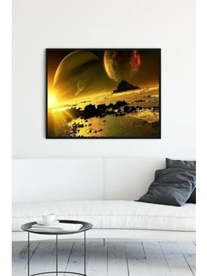 Die Grup Uzay Temalı Sanatsal Çerçeveli Tablo - 50X70 cm