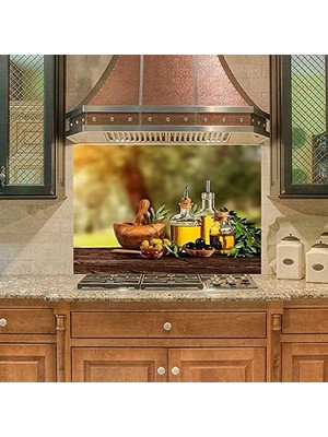 Mutfak Duvar Tezgah Arası Ocak Arkası Kaplama Zeytinyağı Zeytin Sağ