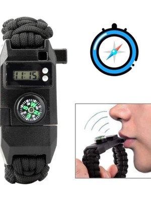 Colezium Paracord Dijital Saat Düdük Hayatta Kalma Kamp Bilekliği