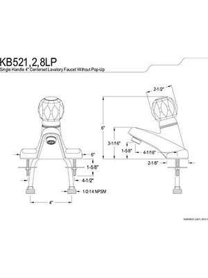 KB521LP Americana Lavabo Bataryası, 10 Cm, Akrilik Sap, Parlak Krom