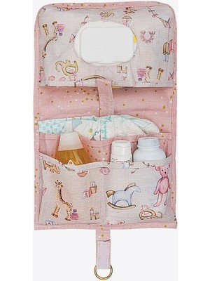 Baby Alt Açma Bakım Çantası – Pembe | Bebek Alt Değiştirme Organizeri, Taşınabilir Bakım Çantası, 24X40 cm
