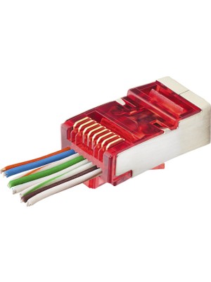sbodurhome CAT6E Ez RJ45 Metal Konnektör 100 Adet Plastik Kutu - Kırmızı ND2419