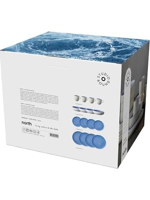 Yemek Takımı, 4 Kişilik, Porselen Yemek Takımı, 16 Parça, Danimarka Tasarımlı Porselen Yemek Takımı, Bulaşık Makinesinde Yıkanabilir ve Mikrodalga Fırına Uygun, Shiny River