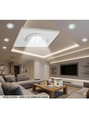 Horoz Electric Sonia-5 Sıva Altı LED Spot Lamba 5W 6400K Beyaz Işık 300 Lümen