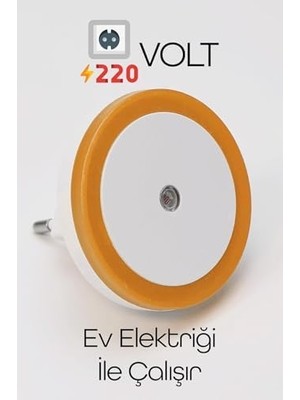 Yuvarlak Otomatik Gece Lambası, Işığa Duyarlı Ldr Sensörlü, Fotoselli (Turuncu)