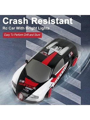 Rc Araba Uzaktan Kumanda Araba 2.4ghz 1:24 Ölçekli 4WD 15KM/H Yüksek Hızlı Model Araç LED Işıkları Sürüklenen Lastik Yarışı Spor Oyuncak Araba Yetişkin Erkek Kız Çocuklar Için Hediye 2 Adet Şarj