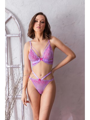 Marsilyan™- Bralet Sütyen  ve Slip Külot Takım Lila (MGP32101)