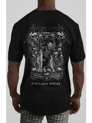 Sevbano Metallica Rock Metal Müzik Grubu Sırt Baskılı Unisex Oversize Tişört