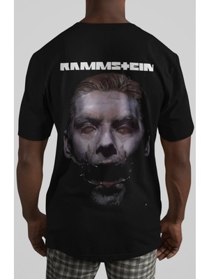 Sevbano Rammstein Rock Metal Müzik Grubu Sırt Baskılı Unisex Oversize Tişört