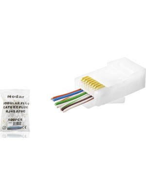 sbodurhome Cat6 Ez RJ45 Konnektör - 100 Adet Beyaz / Ekonomik Poşet Paket ND2414