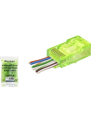 sbodurhome Cat6 Ez RJ45 Konnektör - 100 Adet Yeşil / Ekonomik Poşet Paket ND2409