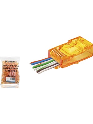sbodurhome Cat6 Ez RJ45 Konnektör - 100 Adet Turuncu / Ekonomik Poşet Paket ND2413