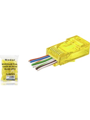 sbodurhome Cat6 Ez RJ45 Konnektör - 100 Adet Sari / Ekonomik Poşet Paket ND2408