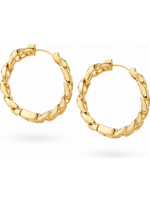 Serelya Pirinç Gold Renk Zincir Model Halka Küpe