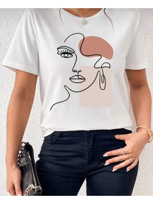 Nigrum Pardus Nıgrum Pardus Yeni Sezon Female Fıgure Baskılı %100 Pamuk Büyük Beden Kadın T-Shirt
