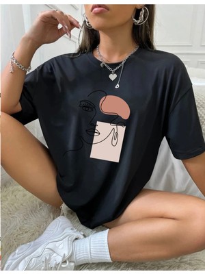 Nigrum Pardus Nıgrum Pardus Yeni Sezon Female Fıgure Baskılı %100 Pamuk Büyük Beden Kadın T-Shirt