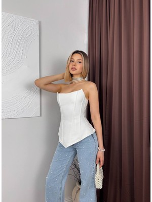 Mya Kadın Straplez Korse Bluz | Yazlık Şık Büstiyer
