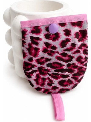 Modex Pembe Leopar Desen Katlanabilir Çantalı Yuvarlak Yelpaze (21*21)