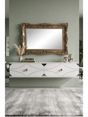 Yumedi Design DA1297 - Elifa Dresuar , Antre Hol Rafı, Duvara Montaj Tv Sehpası 120CM