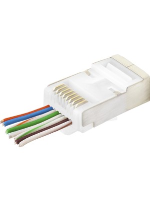 sbodurhome CAT6E Ez RJ45 Metal Konnektör 100 Adet Plastik Kutu - Beyaz ND2422