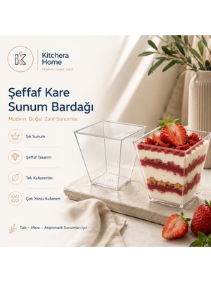 Şeffaf Kübik Prizma Mika Kase 200 cc 50'li Tatlı Meze Sunumluğu | Kitchera Home