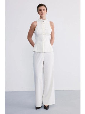 Facette Monarc Bluz Pantolon Takım Ekru