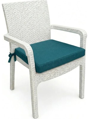 Ayzen Home 4 Adet Rattan Sandalye Minderi Bağcıklı 45X45 Kare Su Itici Leke Tutmaz Uzun Ömürlü Kumastan